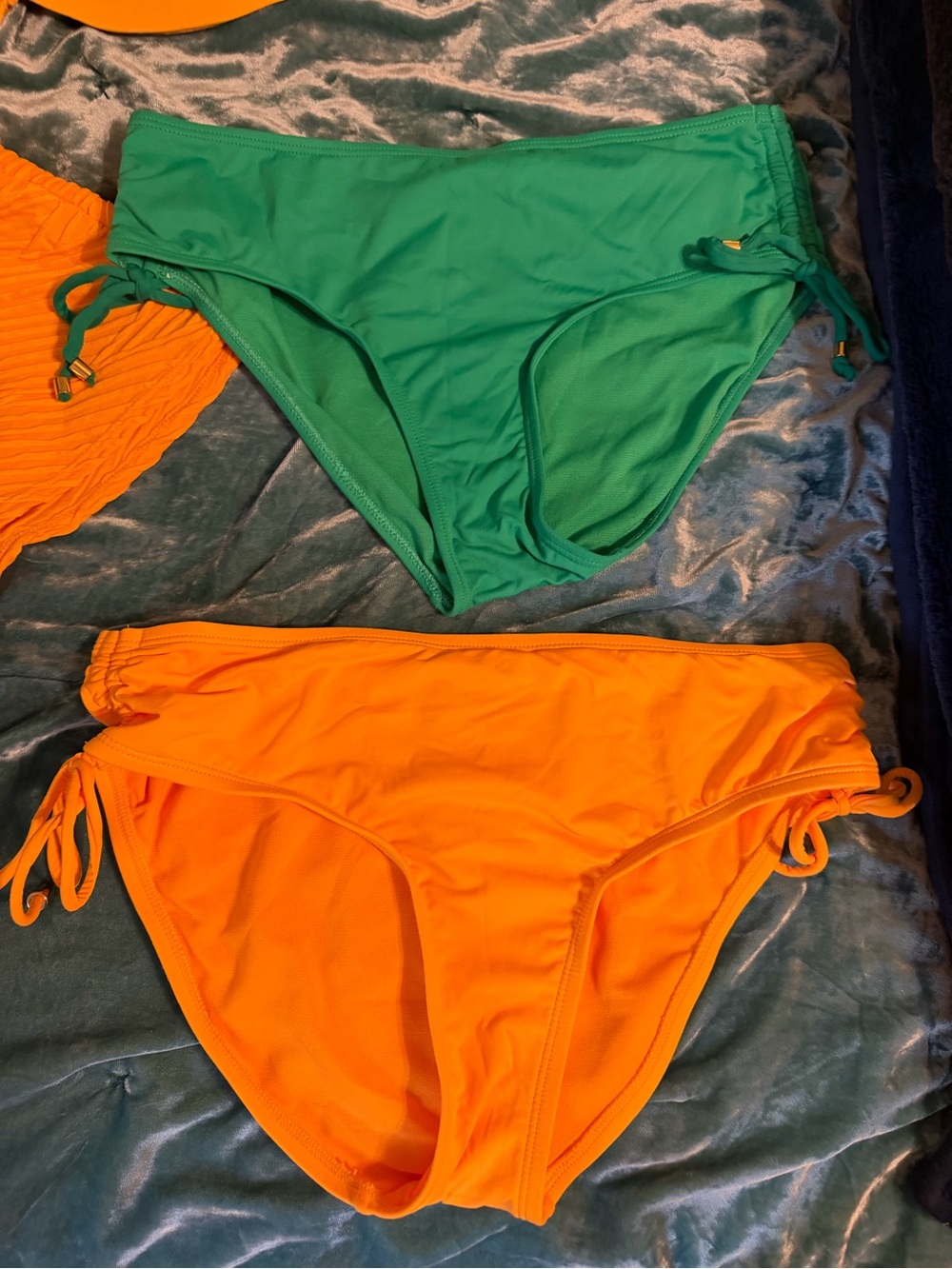 Coco Reef Green and Orange Side-Tie Bikini Bottoms matching top available